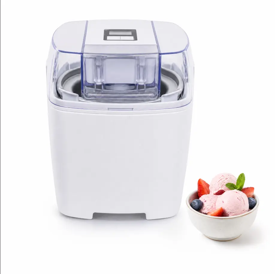 GOLUCKY 1.8 Qt Ice Cream Maker, Automatic Frozen Dessert Machine with LCD Digital Display & Timer, Double-Insulated Freezer Bowl,Durable Stainless Steel Design for Homemade Yogurt, Sorbet