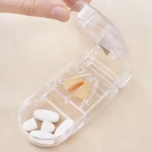 Portable Medication Cutter Travel Mini Knife Easy-To-Use Storage Box Transparent Design, Compact Pill Organizer, Essential Medical Tool