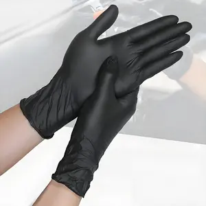 100/200 Pack Blue and Black Large Gloves Powder-Free Latex-Free Disposable Gloves Perfect for Household Kitchen Cleaning Smooth Rubber Gloves Doctor Gloves Disposable Blue and Black Food-Grade Gloves
