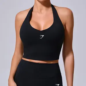 Gymshark Quick Dry Padded Sports Bra Neck Strap Tank Top Soft Yoga Fitness Vest Summer Gym Workout Camisole for Women