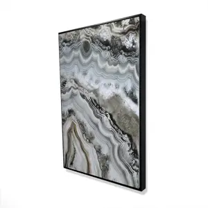 360 Stand Vibrant Lines Abstract Geode Framed Artwork - 24x36 in. Artistic Wall Print, Wall Decoration for Bedroom, Home Supplies Decoration, Modern Abstract Art, Geode Wall Arts