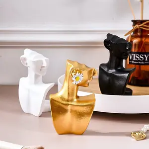 Modern Resin Half-Body Figure Statue, Collectible Figurines, 2.59x4.21 Inches, Home Desktop Decoration, Earring Pendant Display Stand, Jewelry Prop