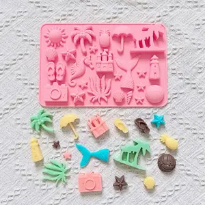 Creative 18-Hole Ocean Life Reusable Chocolate Mold, Camera Shape Silicone Mould DIY Candy Dessert Baking Tool, Kitchen Cake Decoration Accessory