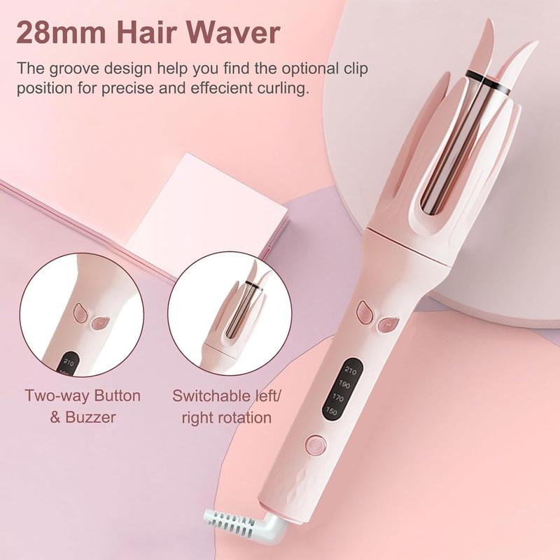 Automatic Hair Curling Iron,28mm Hair Curler, Negative Ion Automatic Hair Hair Curl Wand,4 Modes Temperatures Rotating Curling Iron for Women,Automatic Curling Stick Anti-Scald,Anti-Tangle Rotating,Easy to Use Hair,Women's Gifts Girlfriends Gifts