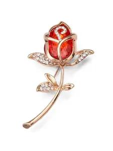 High-grade Women's Rose Brooch & Corsage, Fashion Glass Crystal Tulip, Bridal Wedding Lapel Pin Clothing Accessory
