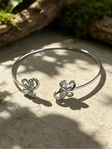 Silver Open Cuff Bangle, Pave Bow Adjustable Bracelet, Dainty Heart Healing Jewelry, Self Love Anxiety Relief, Christmas Holiday Party Gift for Her, Daily Mood Booster, Wedding Guest Accessory