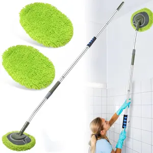 Wall Cleaner, Max 66'' Wall Mop with Long Handle, Ceiling Dust Mop with 15 °   Labor-Saving Elbow Extension Pole, Baseboard Duster Washer Scrubber, High Reach Window Cleaning Brush, Roof Cleaning Tool