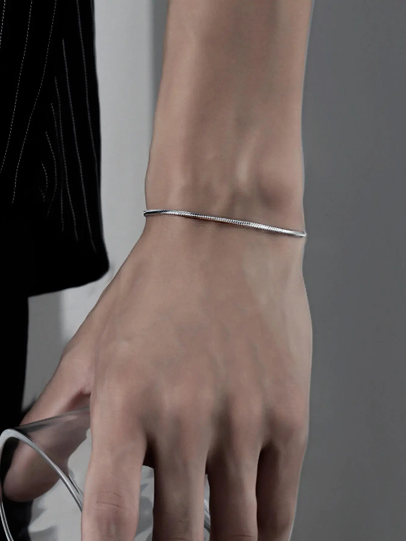 Men's Street Style Minimalist Link Bracelet, Stainless Steel Bracelet, Fashionable Bracelet Style, Trendy Simple Plain Color Bracelet, Chic All-match Casual Jewelry As Gift for Boyfriend, Easy to Match