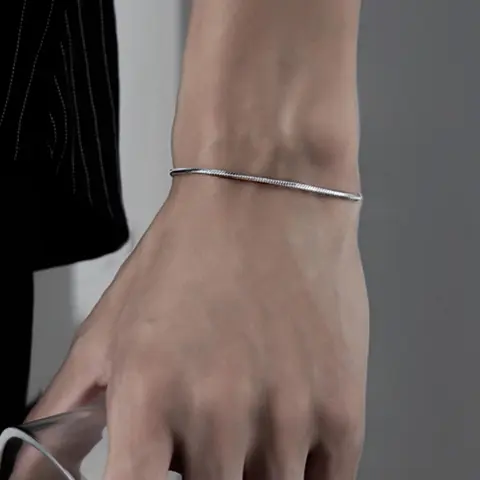 Men's Street Style Minimalist Link Bracelet, Stainless Steel Bracelet, Metal Bracelet, Trendy Simple Plain Color Bracelet, Chic All-match Casual Jewelry As Gift for Boyfriend, Easy to Match