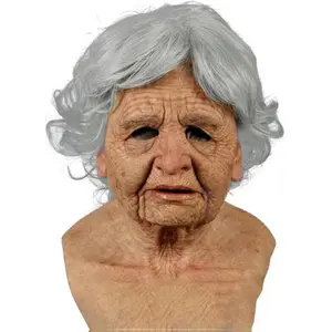 Halloween Mask Realistic Old Man Mask Creepy Human Latex Mask,Scary Wrinkle Halloween Cosplay Costume Mask Party Props