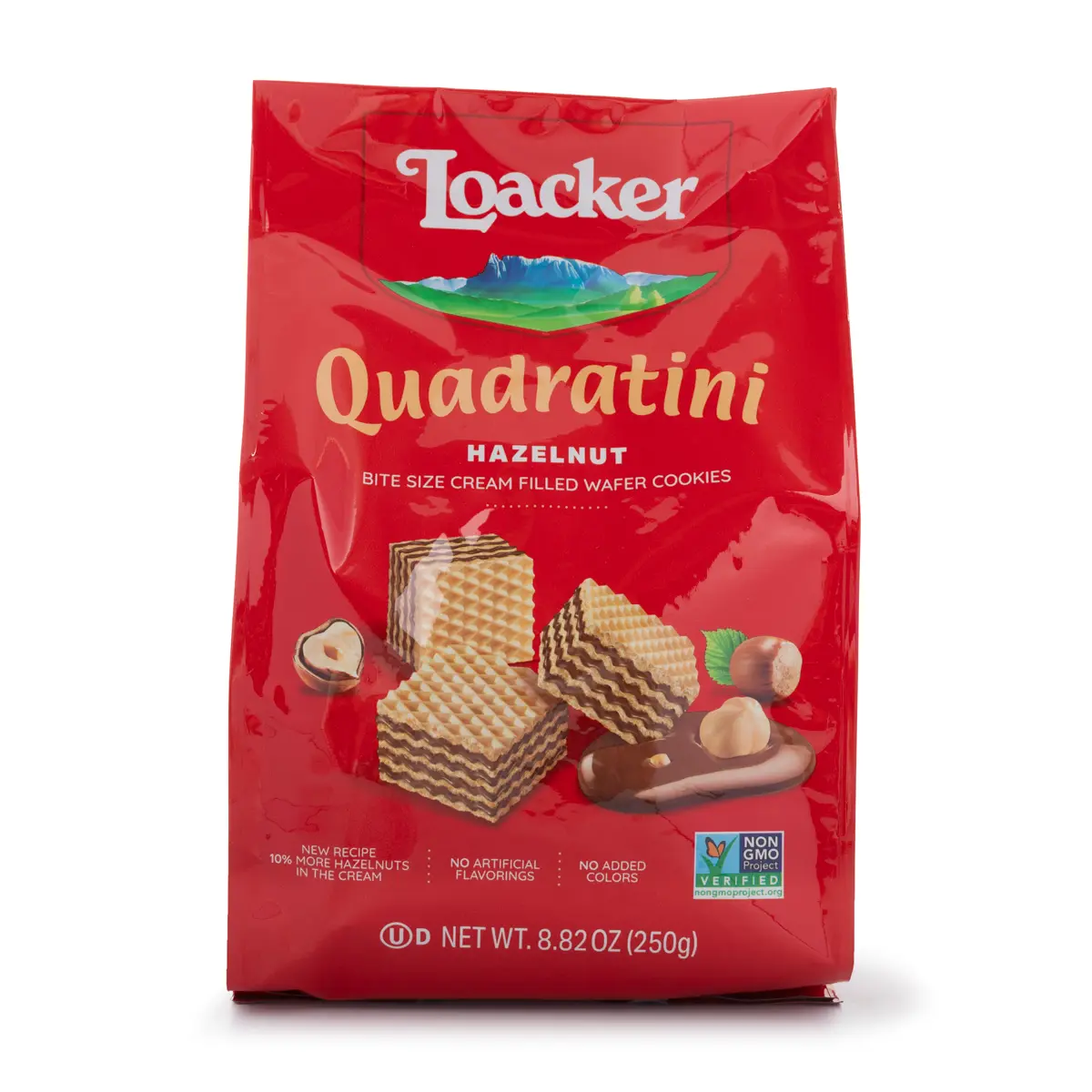 Loacker Quadratini Bite-Size Wafer Cookies, Hazelnut Flavor 250 g Loacker Quadratini Bite-Size Wafer Cookies, Hazelnut Flavor 250 g