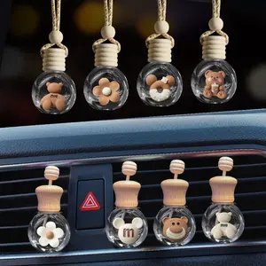 4pcs Car Air Freshener Diffusers, Flower Decorative Bottles, Fragrance Dispenser, Vent Hanging Aromatherapy Bottles, No Scent, for Car Interior Decoration