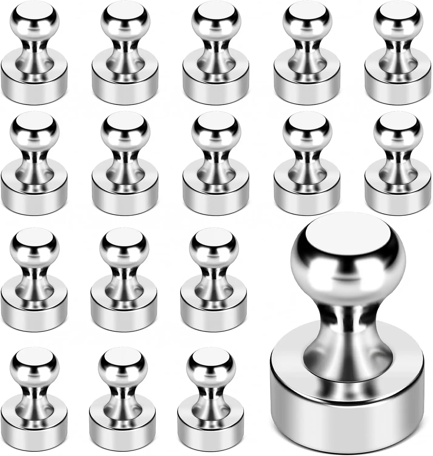 Fridge Magnets 18Pcs Refrigerator Whiteboard Small Strong Magnet Classroom Kitchen Accessories Decorative Locker Set Decor Must Haves Office Calendar Refrigerador Magnetic Cute Crafts Silver