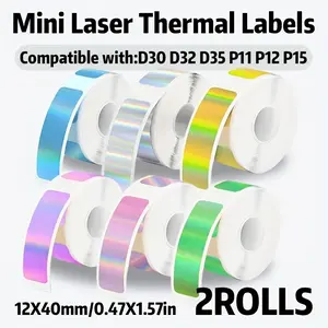 Color Laser Thermal Label Paper Rolls, 12x40mm Printer-Compatible Labels, Ideal for Home & Office Use, Versatile Use, Enhance Your Printing Experience