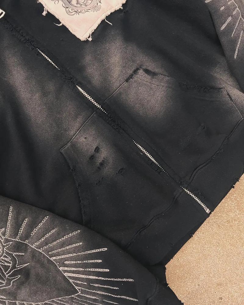 New style cross-border printed hooded sweatshirt, autumn and winter new arrival, versatile zipped cardigan jacket, sweatshirt