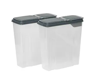2-Pack Cereal Storage Containers 24 Cup Airtight Plastic Food Storage Canisters with Dark Gray Lids
