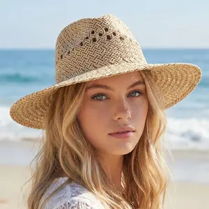Open Weave Straw Wide Brim Hat
