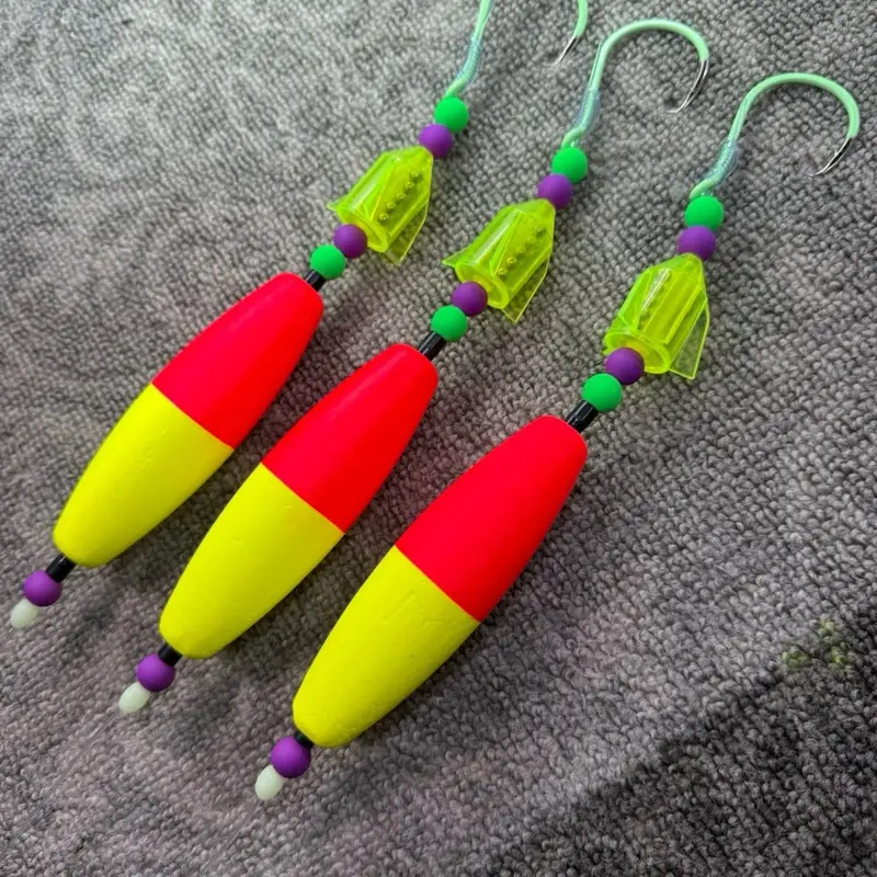 The Jumbo Whacky Cat Fishing Rig - 3 Pack on 8/0 green glow hooks and 100 pound smoke blue leader line