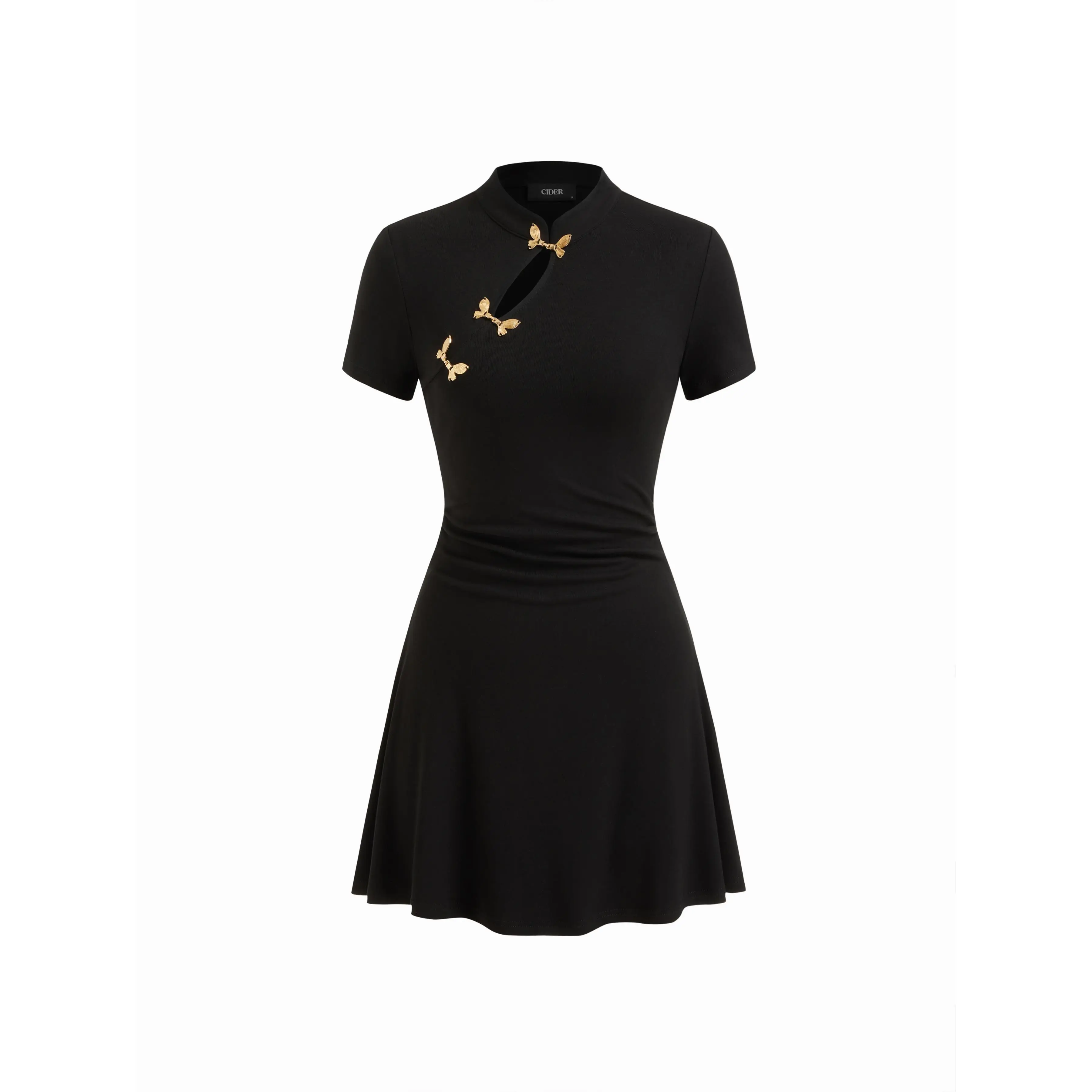 Cider Mandarin Collar Short Sleeve Metal Detail Cut Out Ruched Mini Dress SwimWeek - TikTok Shop Cider Mandarin Collar Short Sleeve Metal Detail Cut Out Ruched Mini Dress SwimWeek - TikTok Shop