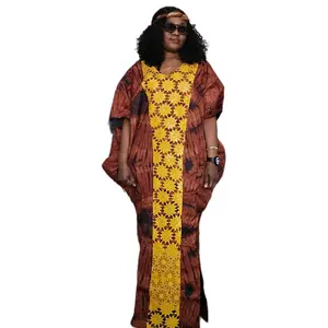 Adire Inspired Ankara Boubou with Lace Details - Vibrant colours .Stylish Comfort