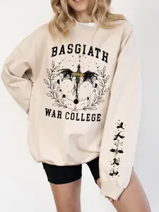 Fourth Wing Basgiath War College Long Sleeve Sweatshirt | Dragon Rider Graphic Pullover | Booktok Merch For Fantasy Lovers | Womenswear