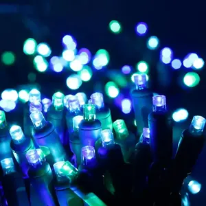 50 5mm ColorSplash Bahamas Blue, Green, Teal LED Christmas Lights, 6" Spacing