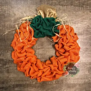 Pumpkin Burlap Fall Wreath (18” to 24”)