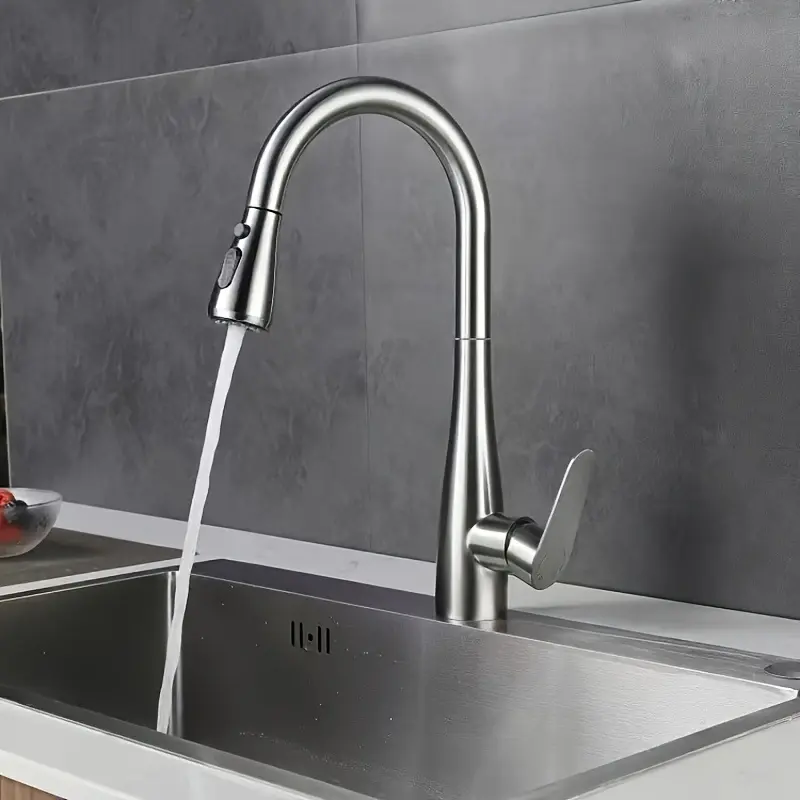 Modern Stainless Steel Pull-Out Kitchen Faucet with Hot and Cold Mixer, Rotatable Splash-Proof Design, Sleek Chrome Finish - Ideal for Modern Kitchens, Kitchen Faucet | Sleek Faucet Design | Stainless Steel Finish, Kitchen Faucet Replacement commercial Pu