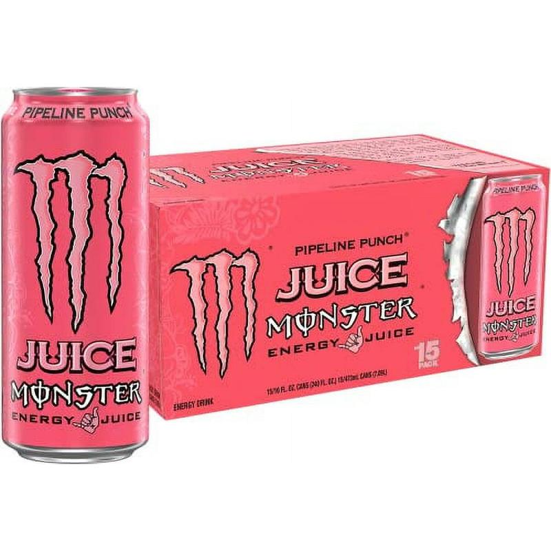 Monster Energy Juice Pipeline Punch, Energy + Juice, Energy Drink, 16 Ounce (Pack of 15)