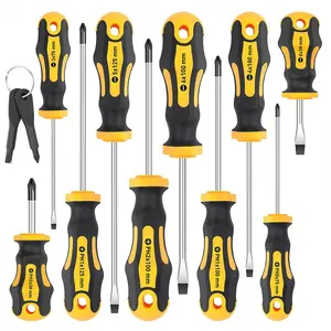 12-Piece Magnetic Screwdriver Set with 5 Phillips & 5 Slotted Professional Cushion Grip Screwdrivers and 2 Nut Drivers