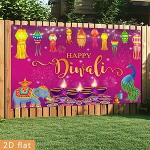1pc Diwali Backdrop Happy Theme Prop for Background Photo Wall Party Decor Garden Room Farm Club No Electricity