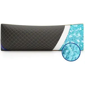 Long Body Pillow for Adults - Firm Body Pillow Insert with Shredded Blue Memory Foam, Adjustable Height, Soft Support for Side Sleeping, Pregnant Women, Washable (20x54 Inch, Grey)
