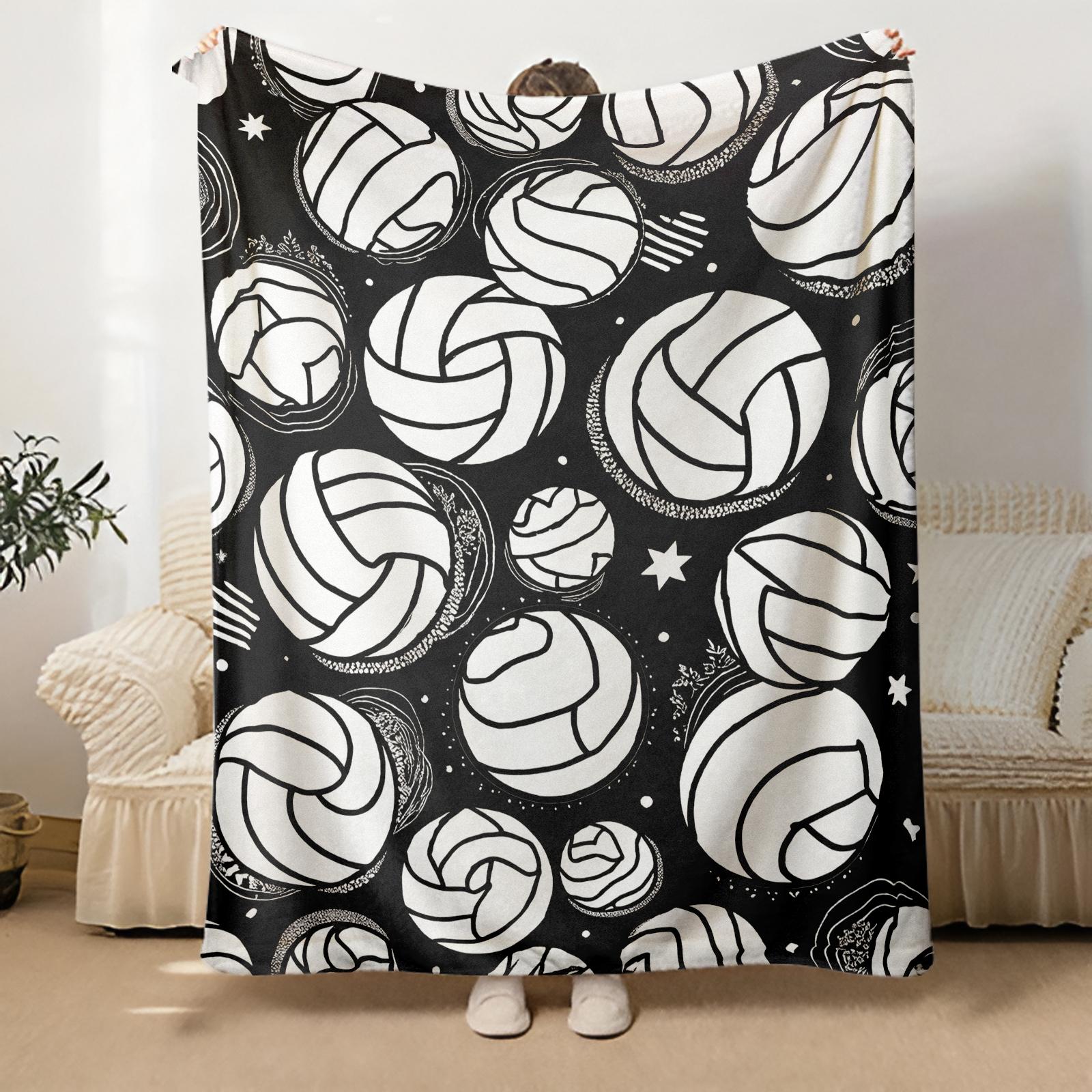 Volleyball Pattern Warm Blanket for Outdoor Sports and Leisure Soft Comfortable Ideal for Sports Enthusiasts and Fans Perfect Christmas or New Year Gift，baseball lover lightweight comfort sofa bed office travel