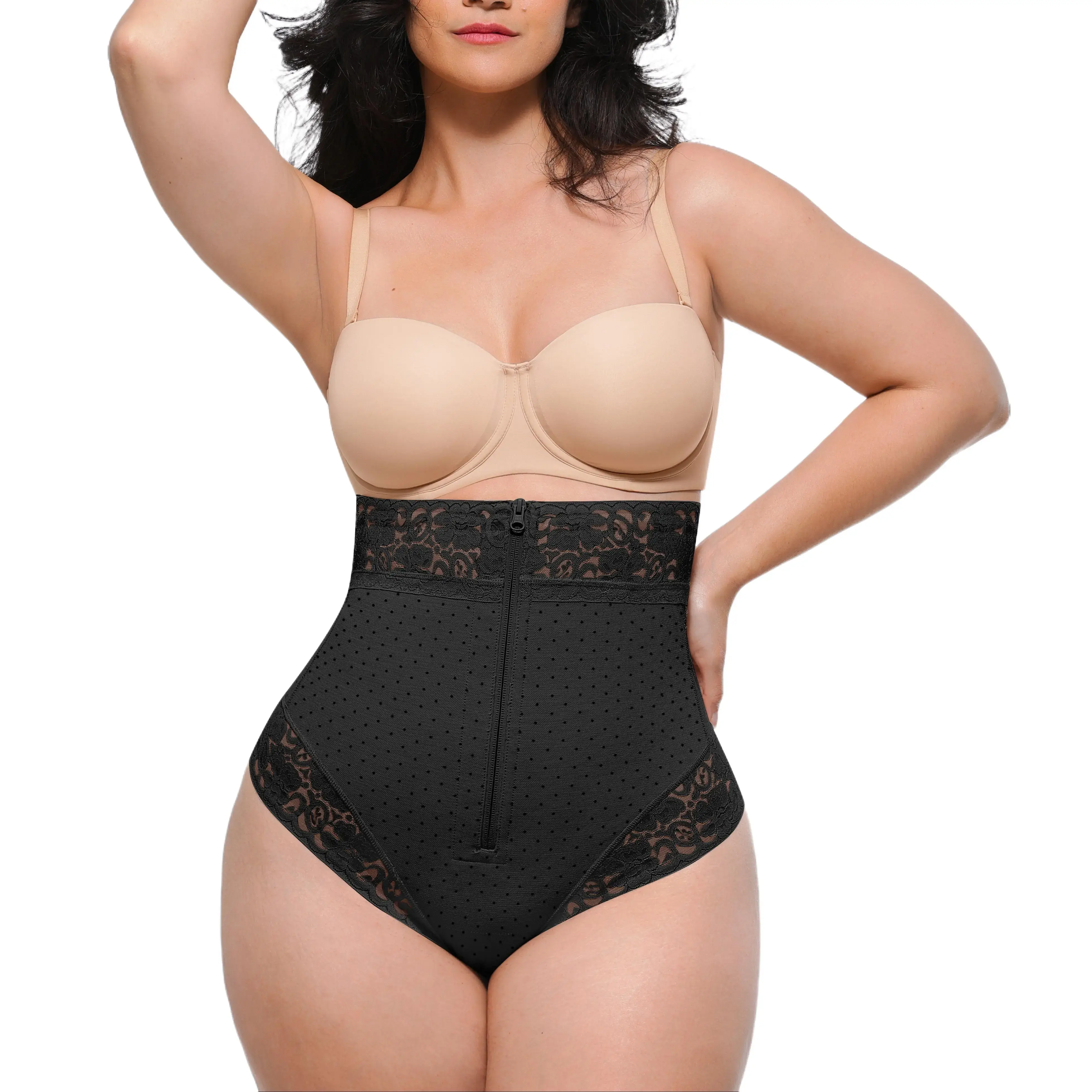 SHAPELLX Bare Essentials AirSlim High-Waisted Polka Dot Shaping Thong Shapewear Womenswear
