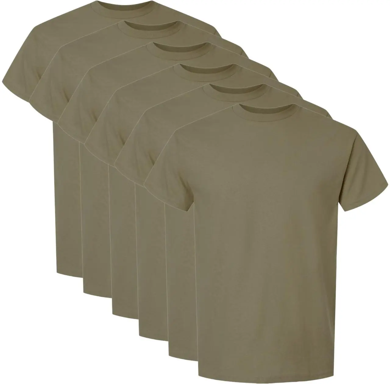 Men's Coyote Brown 100% Cotton Short-Sleeve Casual T-Shirt - AR 670-1 Army Compliant, OCP Scorpion Uniform Approved Menswear Top, 6-Pack, Tshirt, Shortsleeve, Seamless, Plain