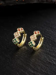 2 Pairs Of Exquisite Luxury Colored Four Leaf Flower Zircon Earrings With Elegant Bohemian Style Are Perfect For Women's Daily And Party Wear, As Gifts For Her Hoop Earring Sets