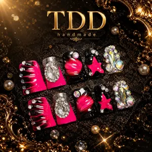 10PCS Short Duckbill Press-On Nails 3D Decorative Rhinestone Glitter Multiple Styles Available Fashion Gradient Nail Art Handmade Premium Wearable Nails Reusable Easy Apply Durable Long-Lasting Non-Damaging Perfect for Daily Wear Date Party Wedding Gift