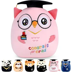 Kindergarten Graduation Stuffed Animal 2026, Preschool Class of 2026 Graduation Plush Pillow with Black Cap, Commemorative Congrats Grad Party Owl Plushies Favors(8 Inch)