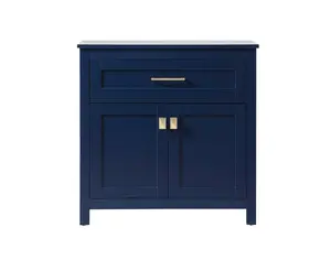 Elegant Kitchen & Bath SC013030BL 30 in. Bathroom Storage Freestanding Cabinet, Blue