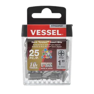 VESSEL PH2 1" (25.4mm) Neck Torsion Insert Bits 25pcs (#NTPH2254P25T)