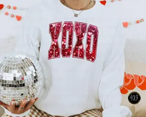 Red XOXO Faux Sequin- Valentine's Day Direct to Film Transfers