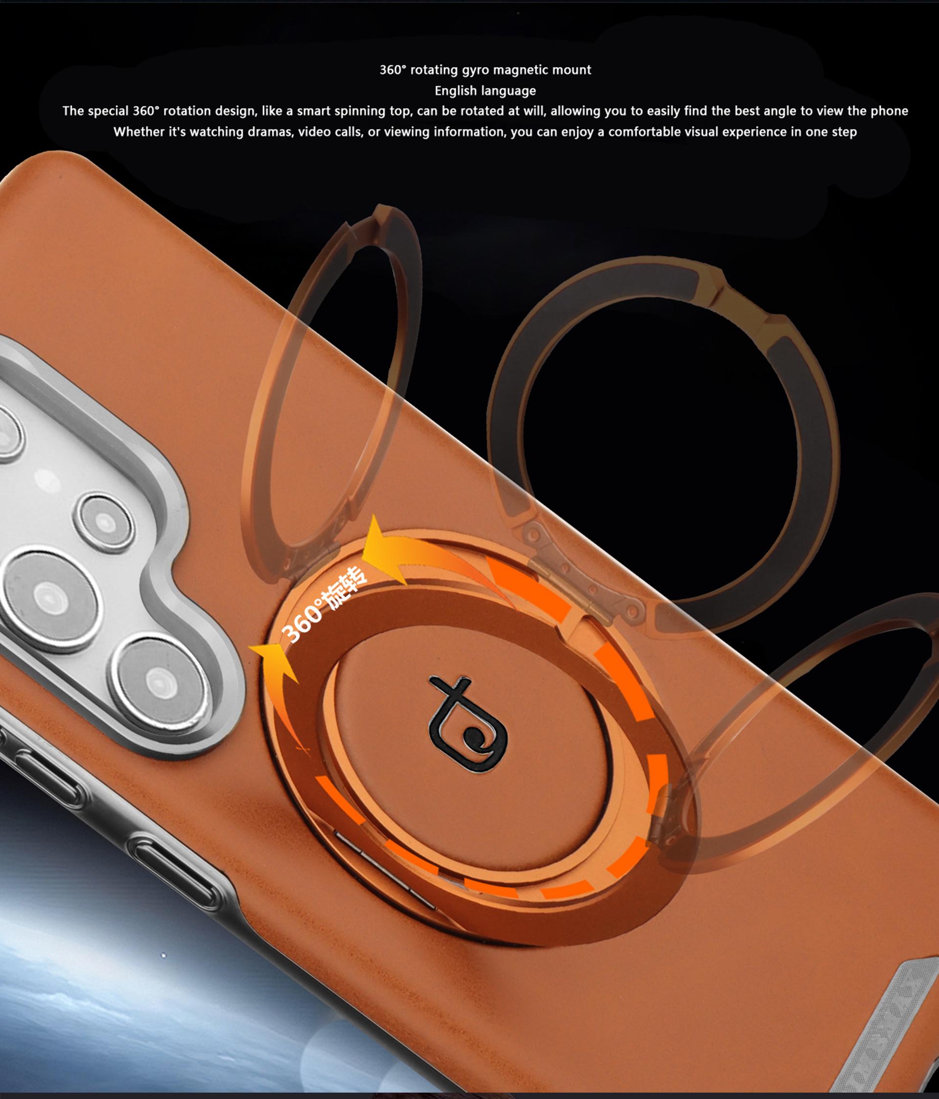 New High-end Leather Texture Magnetic 360° Rotating Stand Phone Case for Samsung Samsung S25Ultra/S24Plus/S23Ultra/S25/S24 Electroplated Plain Leather Full Shockproof Business Protective Cover for Men and Women