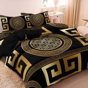 3pcs Set Luxury Baroque Geometric Duvet Cover Set Suitable For Bedroom Hotel Inn School Dormitory Can Be Used As Holiday Gifts (1*Duvet Cover + 2 Pillowcases, No Comforter, No Pillow)