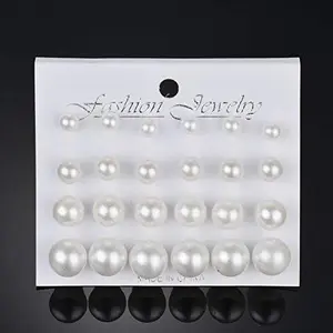 Women's Pearl Stud Earrings — White Pearl Earrings & Bridal Faux Pearl Jewelry Set — Suitable for Weddings, Birthdays, Christmas, and Other Occasions
