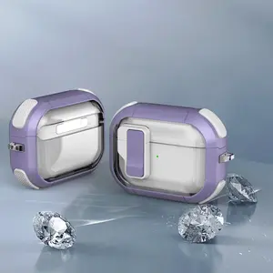 Transparent Automatic Pop-Up Cover Case with Locking Buckle, Shockproof Protective Shell for AirPods 4/3/pro2/pro/1/2 Models