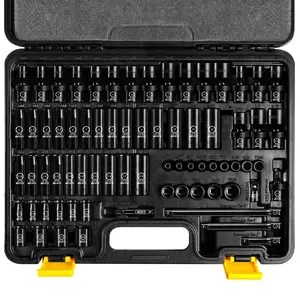 BOEN 1_4_ Drive Impact Socket Set, 72-Piece Standard SAE (3_16-9_16 inch) and Metric (4-15mm) Size, 1_4-Inch Drive Swivel Socket Set, Drive Extension Bar, Universal Joint & Adapter, CR-MO 6 Point