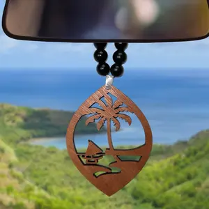 Guam Seal Ornament - 1/4 Inch Thick Wood Cherry Hickory Mahogany Natural Touch Decor 4 Inches & 4.5 Inches Unfinished Style for Wood Enthusiasts