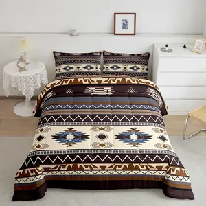 Boho Comforter Set Southwest Native Design Comforter Set Southwestern Native Aztec Bedding Set Retro Exotic Boho Duvet Set Grey Beige Quilt Set