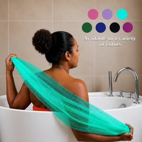 Authentic Knotted African Net Sponge Loofah Pouf - Long, Washable, Quick-Dry, Skin-Friendly Nylon Exfoliating Bath Brush for Adults, Back Cleansing #GLOBAL PICKS (Bathing Accessories for Beauty & Personal Care)