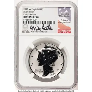 Modern Bullion Coins (2019-W Palladium Eagle 1 oz, REV PR ER Mike Castle)